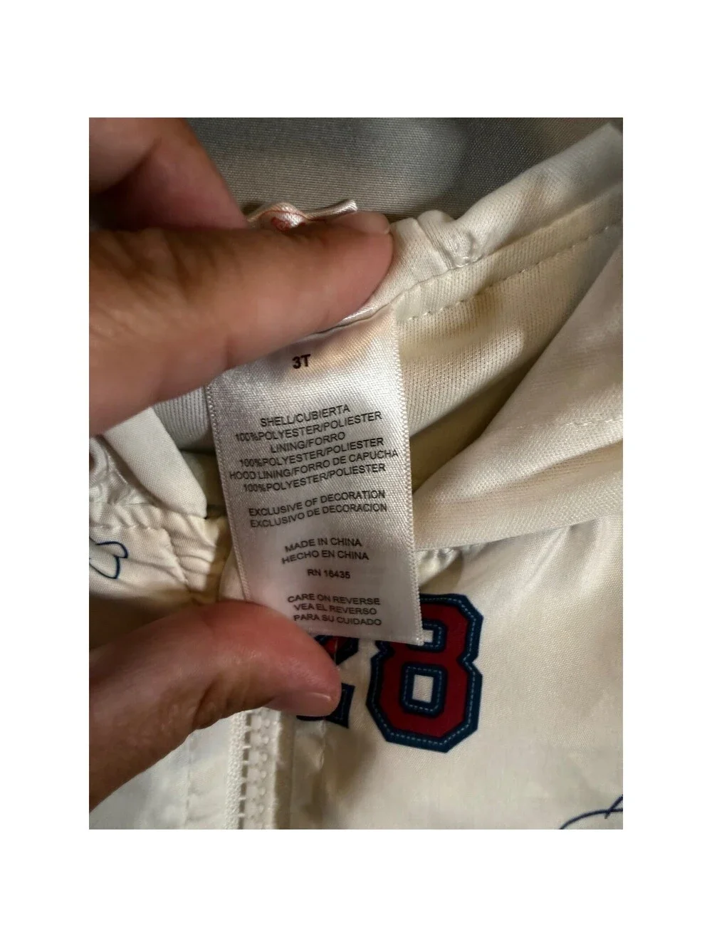 Disney Junior Mickey Mouse White Hooded Windbreaker Jacket 3D Ears Kids 3T